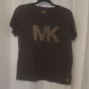 Michael Kors T-Shirt with Gold Studded MK Logo